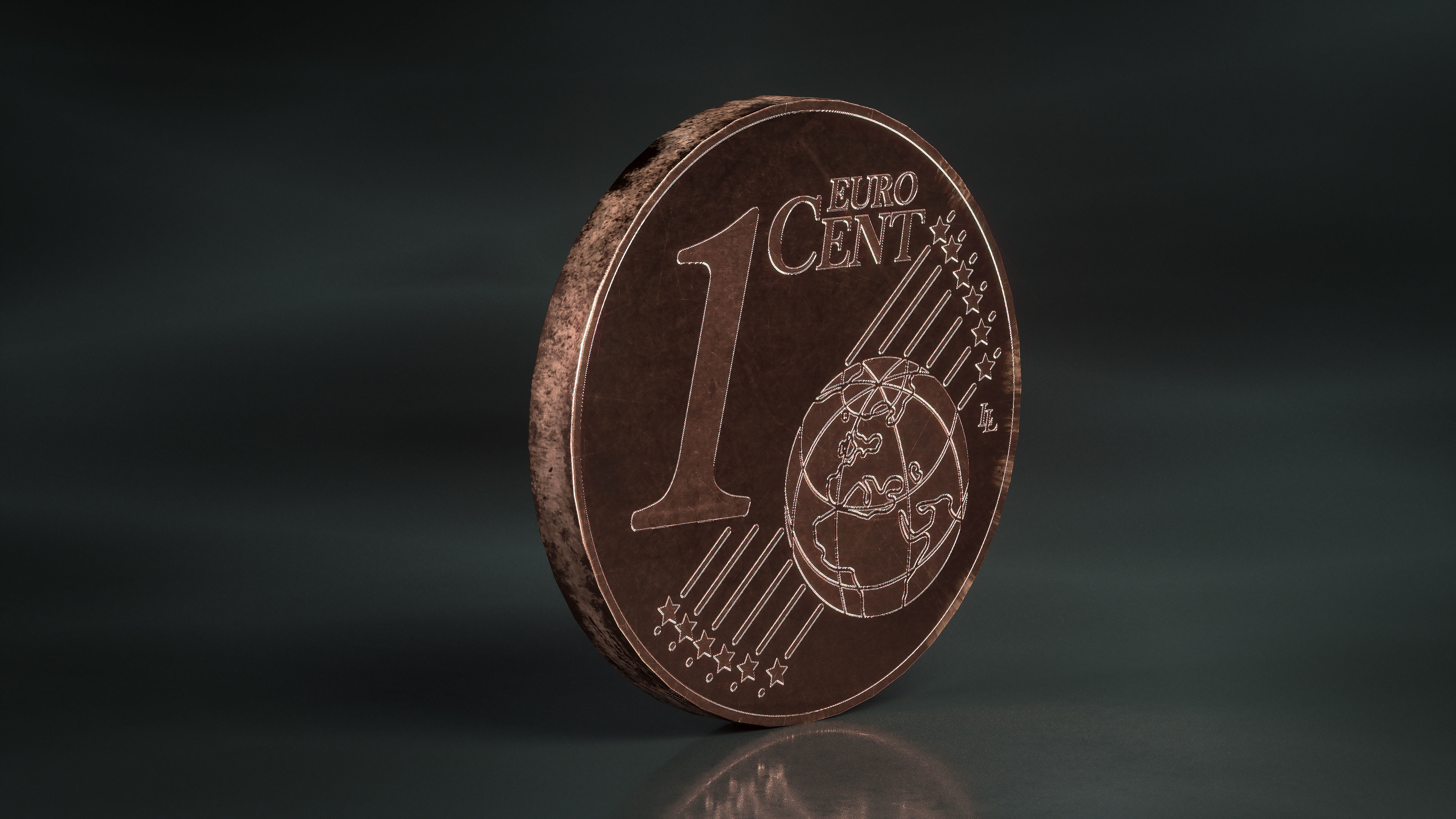 Realistic 1 Cent - Euro - Low poly 3D model Low-poly 3D model_3