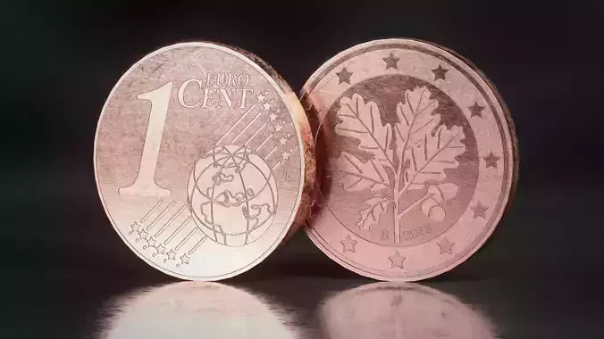 Realistic 1 Cent - Euro - Low poly 3D model Low-poly 3D model