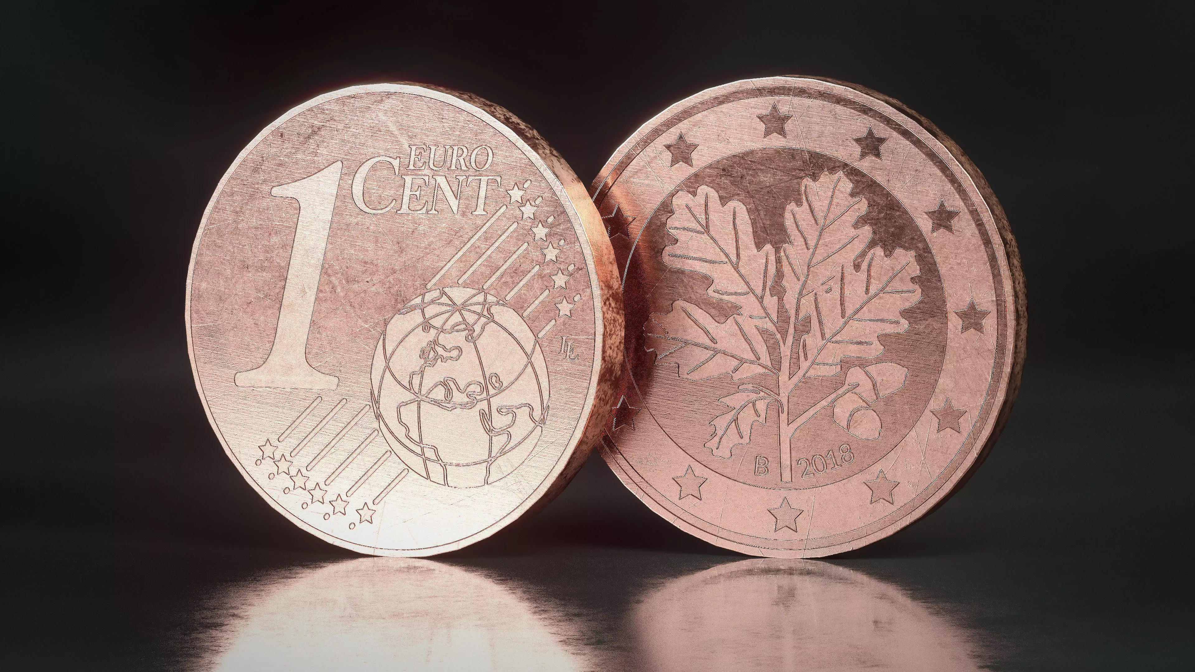 Realistic 1 Cent - Euro - Low poly 3D model Low-poly 3D model_0