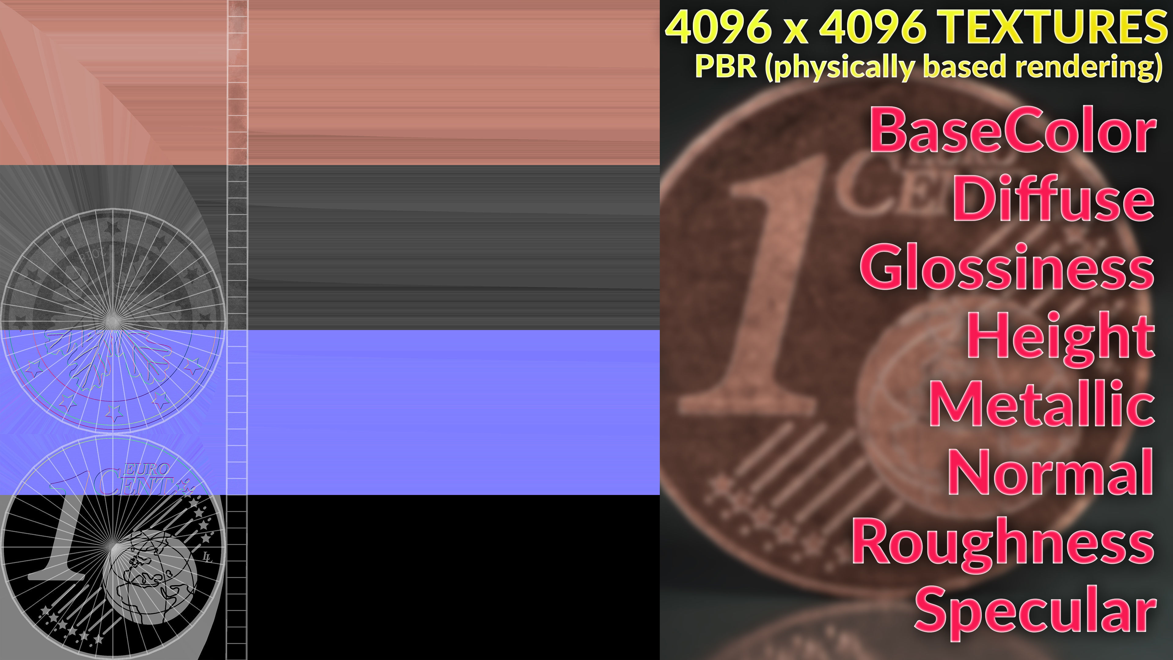 Realistic 1 Cent - Euro - Low poly 3D model Low-poly 3D model_9