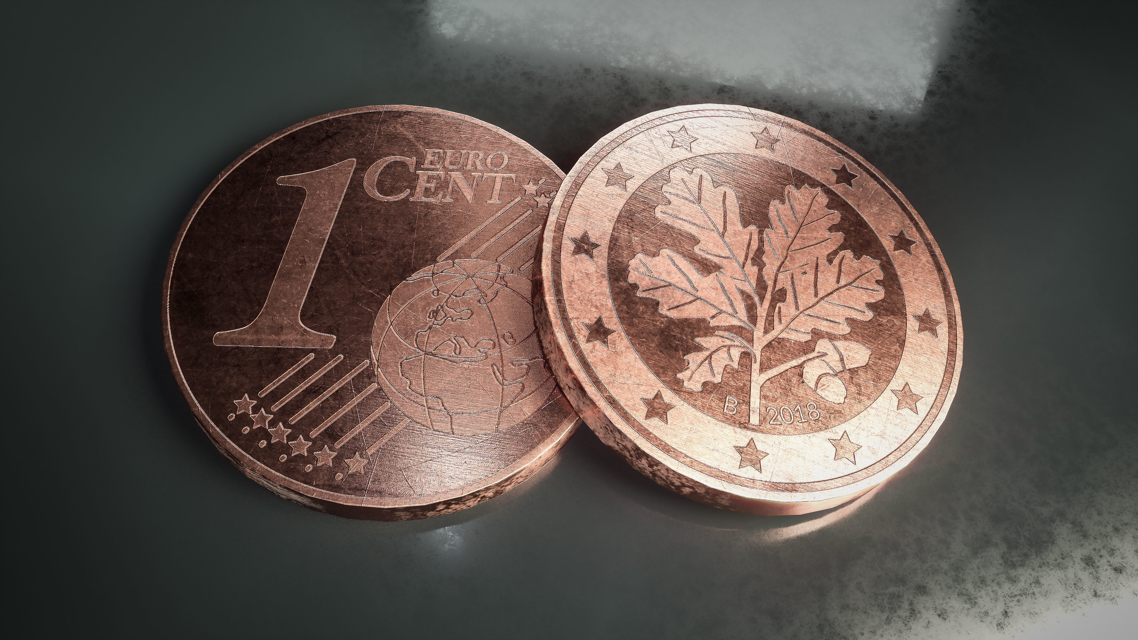 Realistic 1 Cent - Euro - Low poly 3D model Low-poly 3D model_1