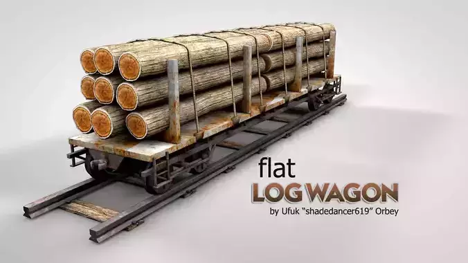 Flat Log Wagon 3D model