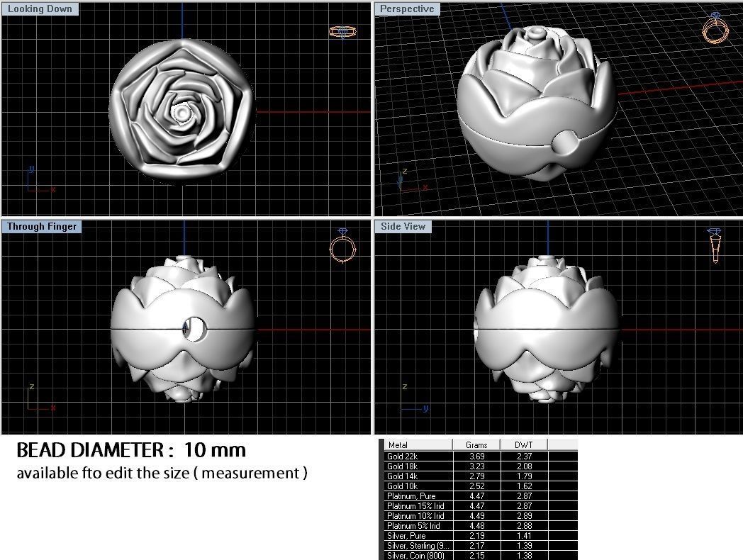rose bead 3D print model_6