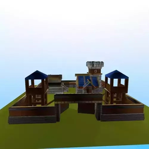 Low poly simple Medieval Fort Free low-poly 3D model