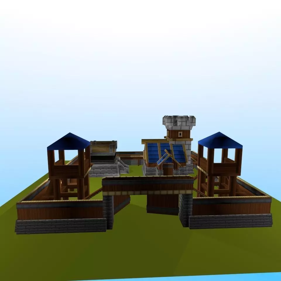 Low poly simple Medieval Fort Free low-poly 3D model