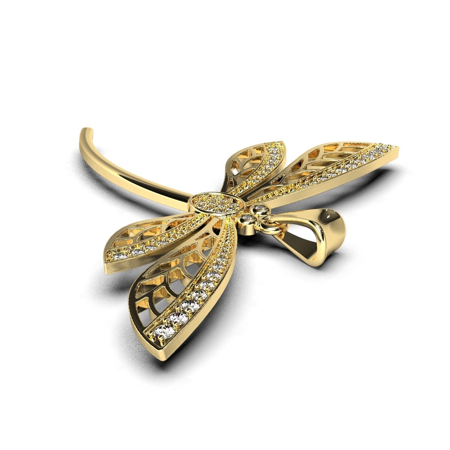 Dragonfly pendant 3D print model_3