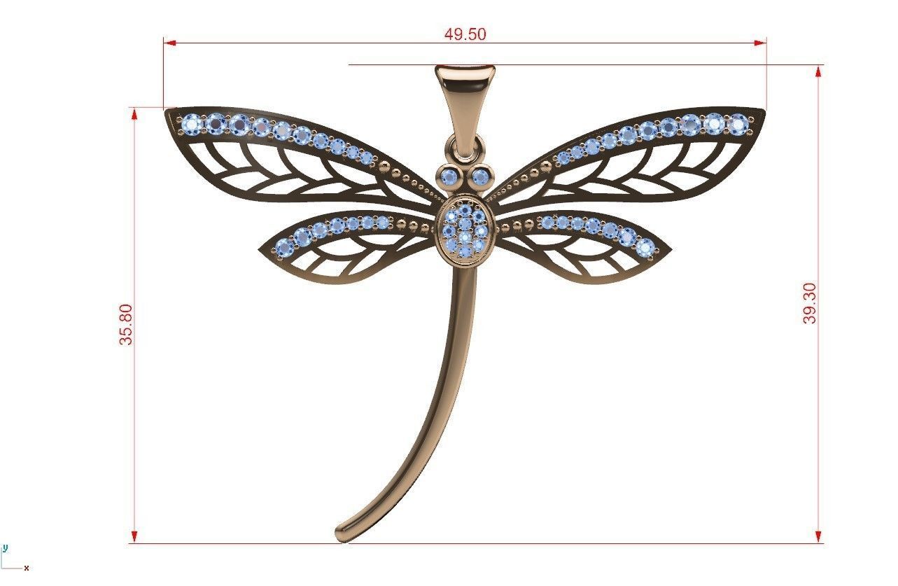 Dragonfly pendant 3D print model_15