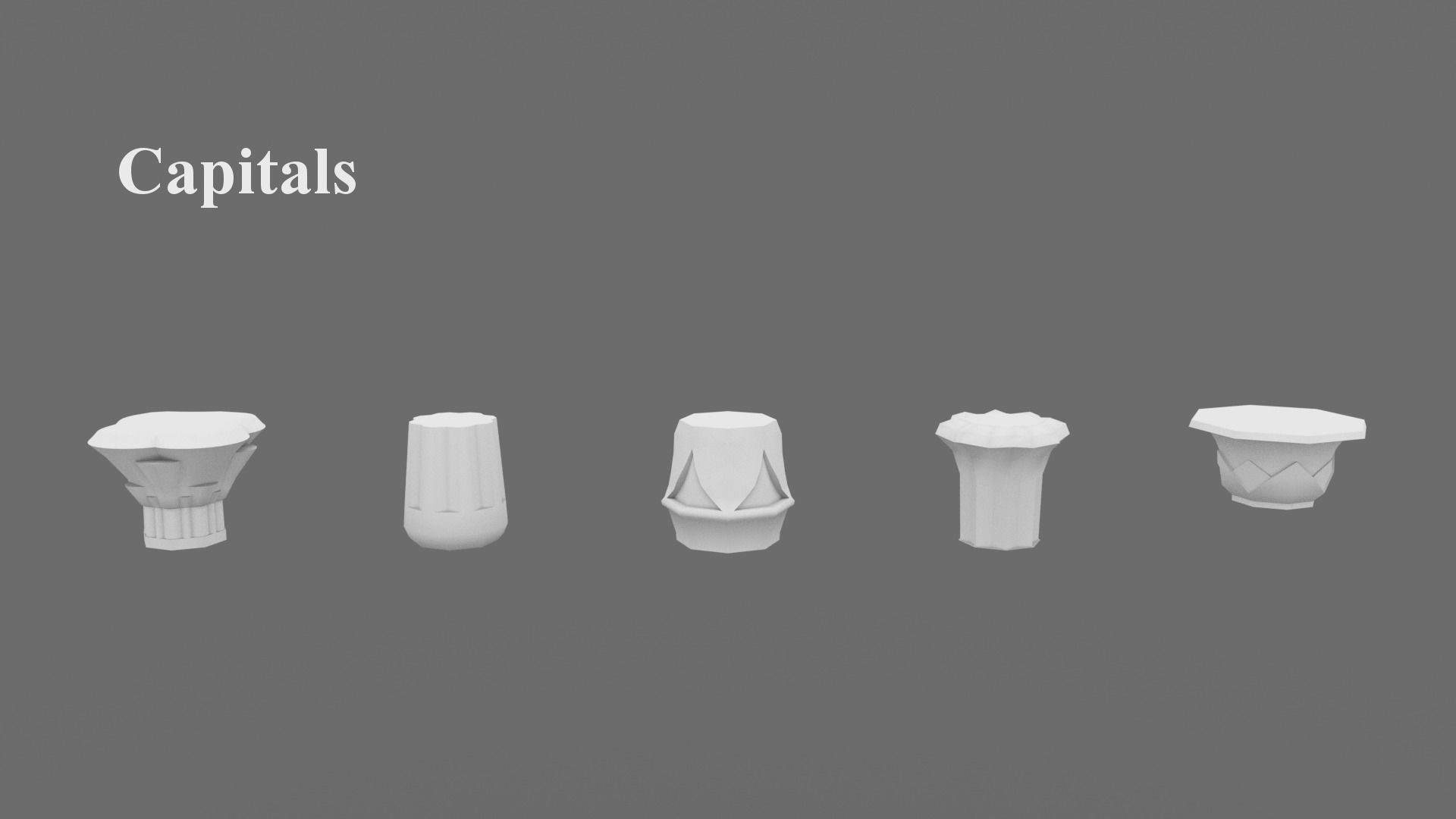 Ancient Egyptian Columns Kit Low-poly 3D model_10