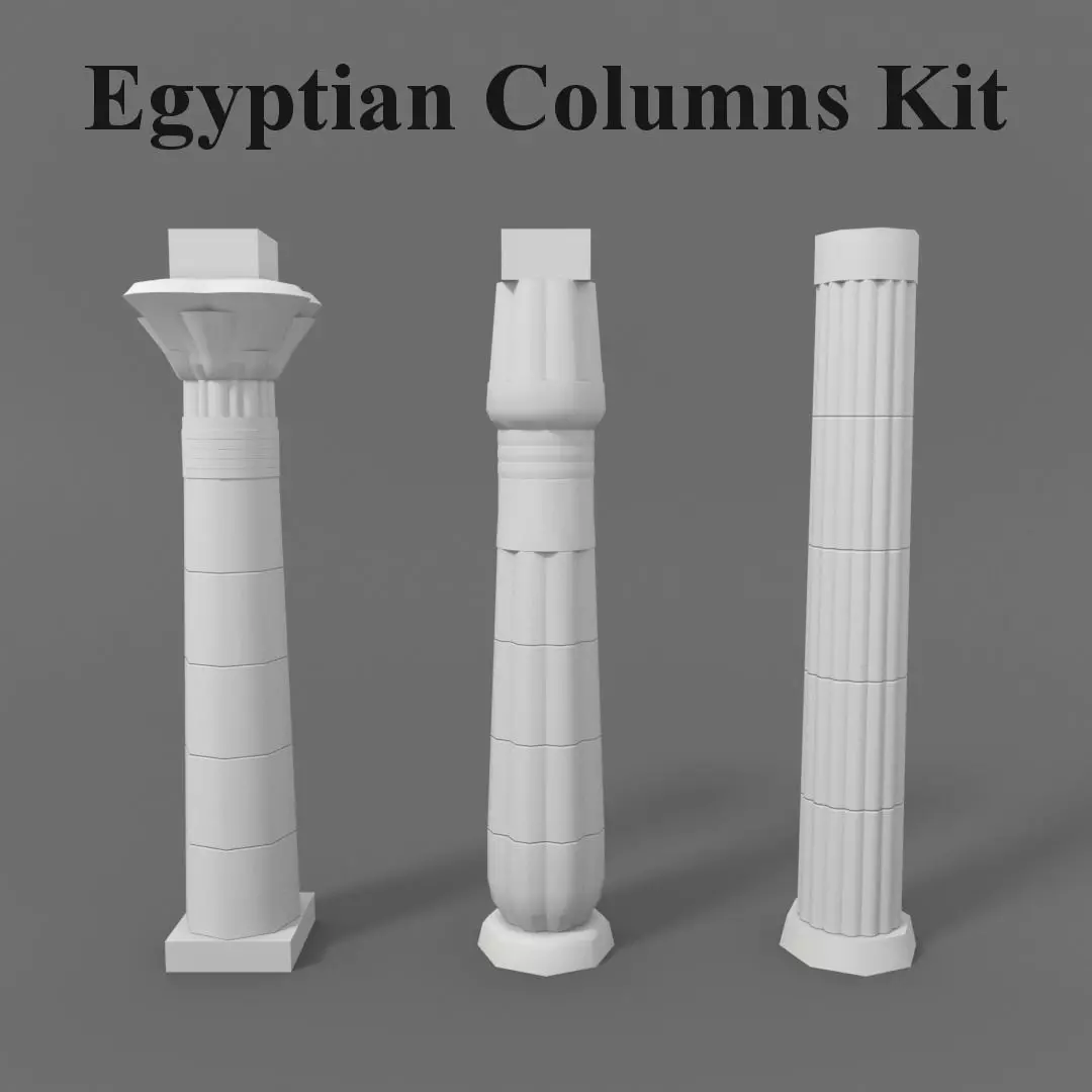 Ancient Egyptian Columns Kit Low-poly 3D model_0