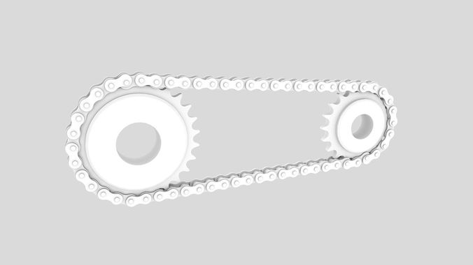 Chain gear transmission principle animation Low-poly 3D model