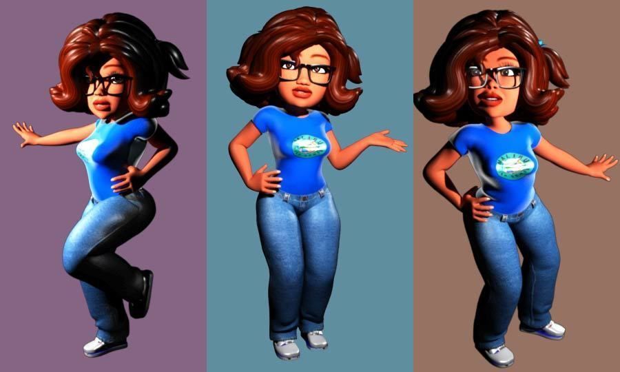 Cartoon character binding teacher Expression binding Low-poly 3D model_6