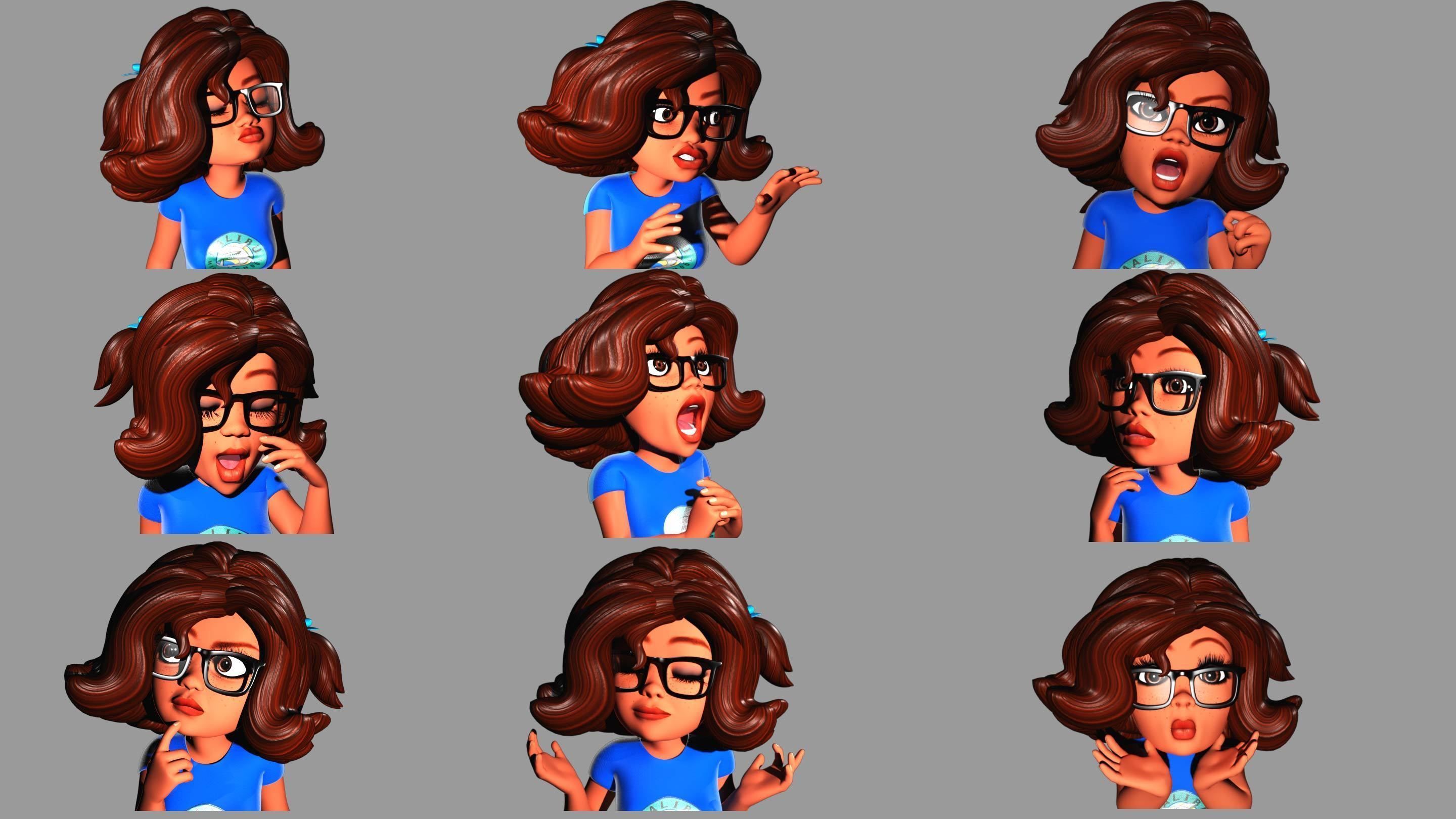 Cartoon character binding teacher Expression binding Low-poly 3D model_14