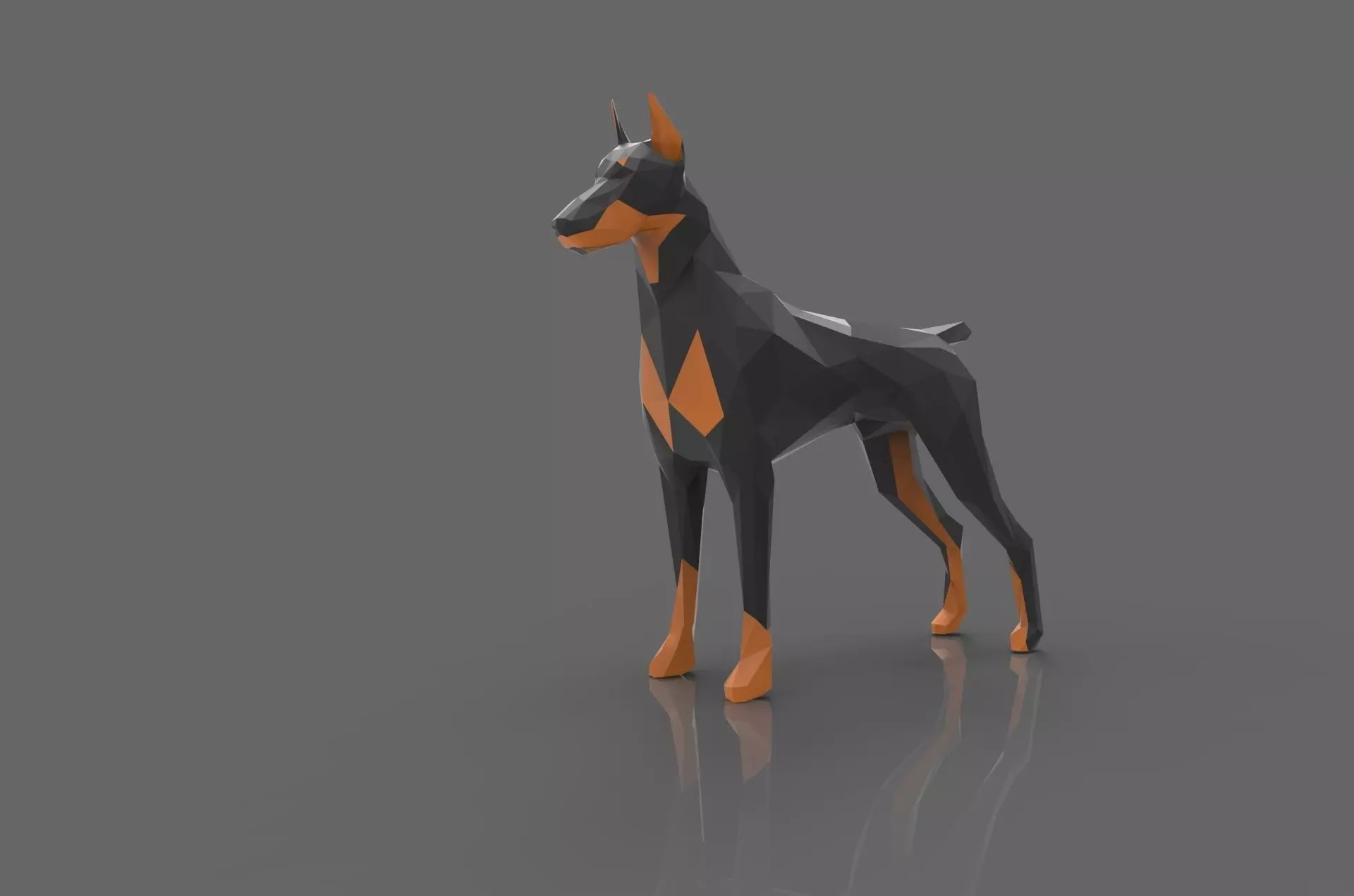 Doberman Lowpoly dog Low-poly 3D model