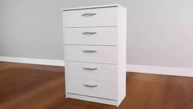 5-Drawer White Chest Low-poly 3D model