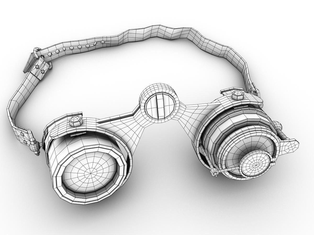 Steampunk Goggles Low-poly 3D model_28