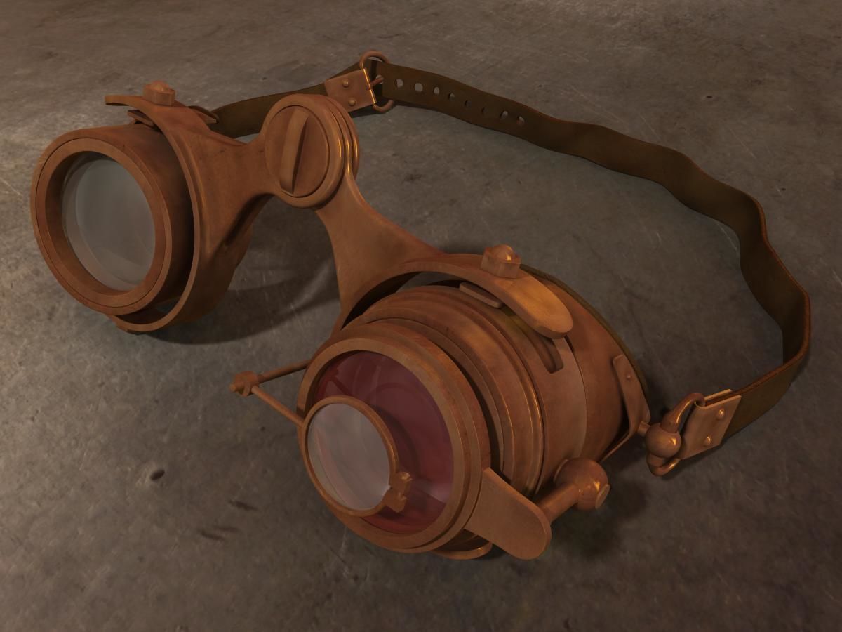 Steampunk Goggles Low-poly 3D model_9