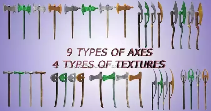 Lowpoly AXE PACK Low-poly 3D model