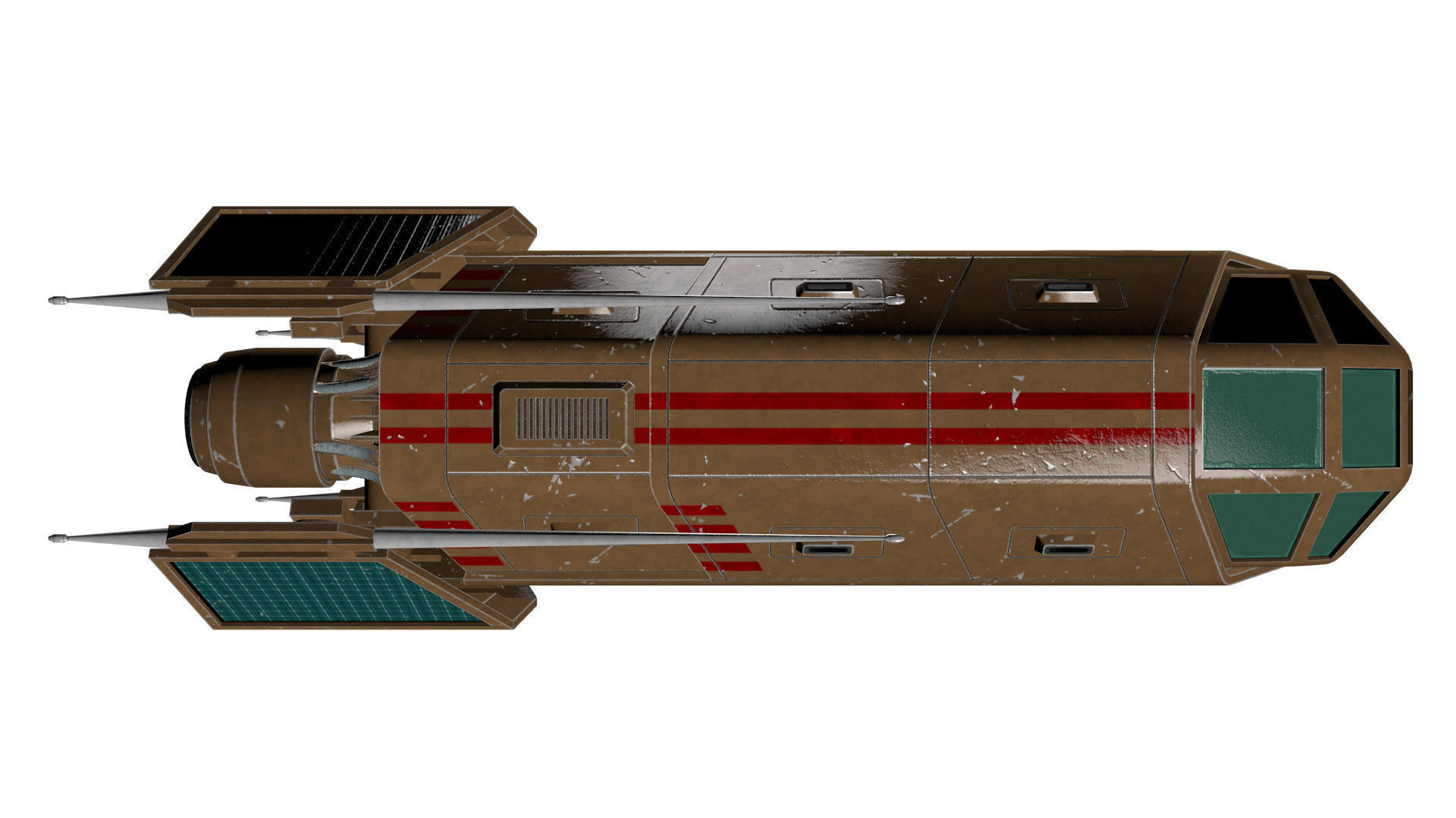 Spaceship Patriot Type 2 Brown Low-poly 3D model_23