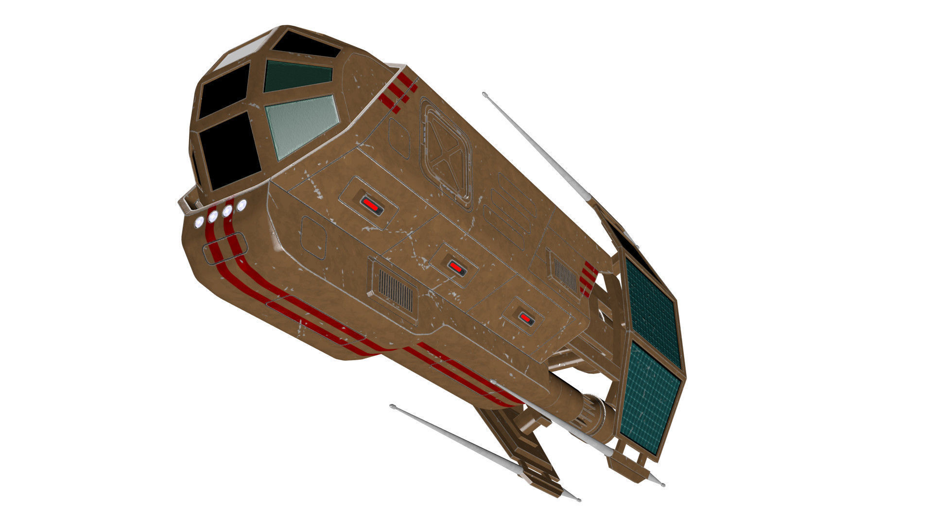 Spaceship Patriot Type 2 Brown Low-poly 3D model_16