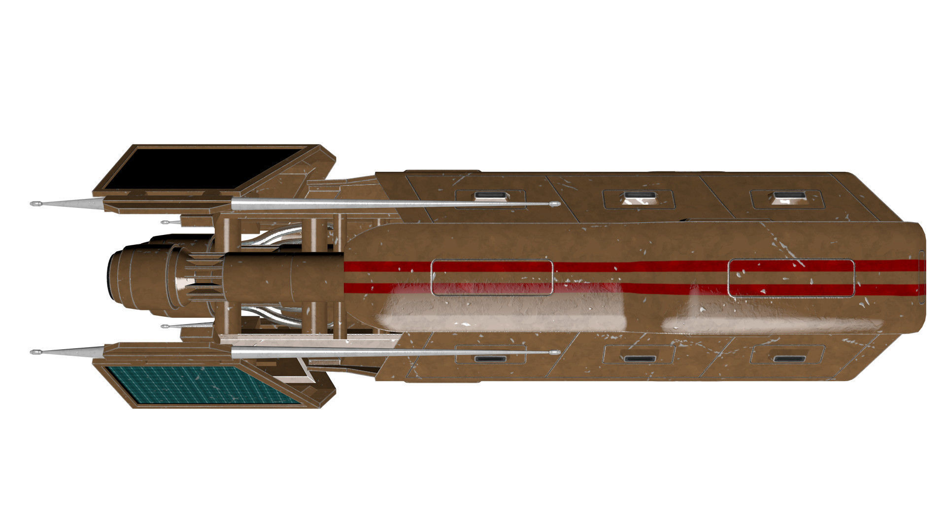 Spaceship Patriot Type 2 Brown Low-poly 3D model_22