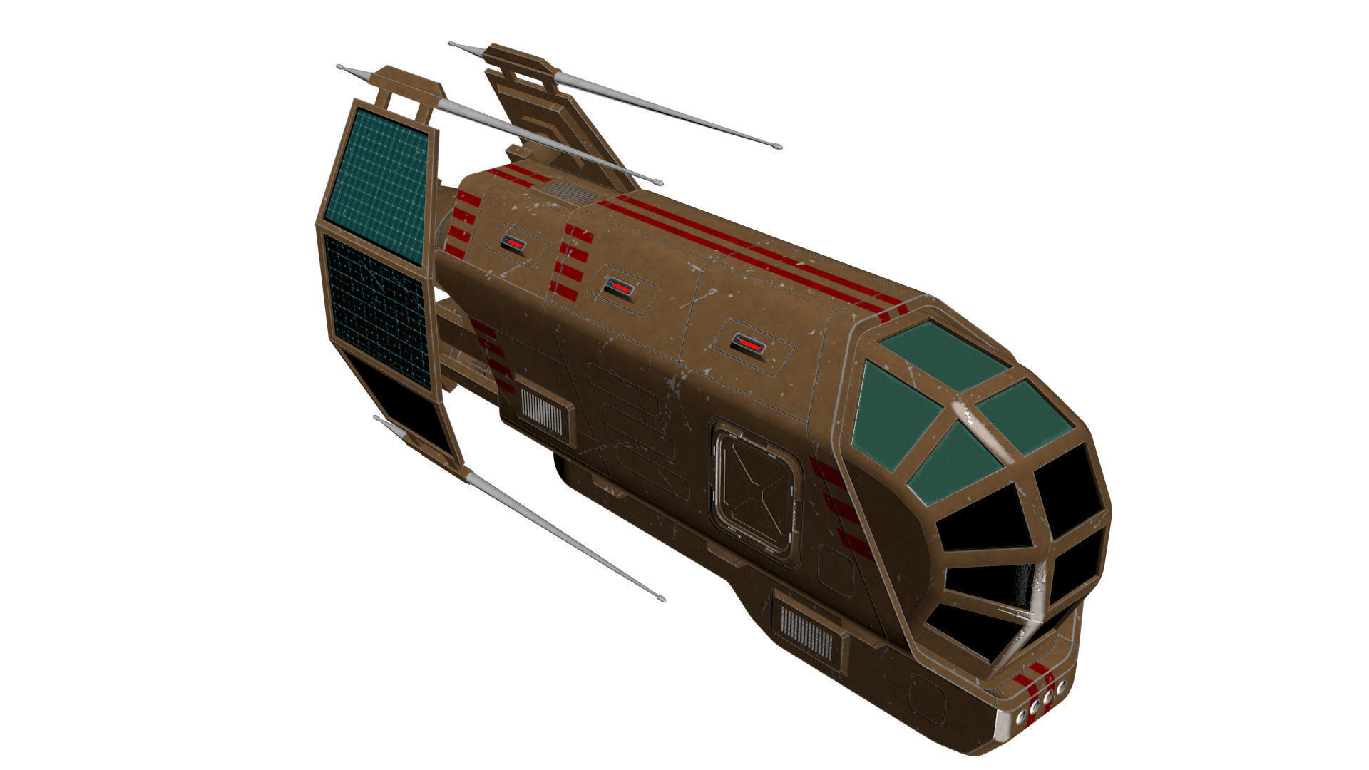 Spaceship Patriot Type 2 Brown Low-poly 3D model_15