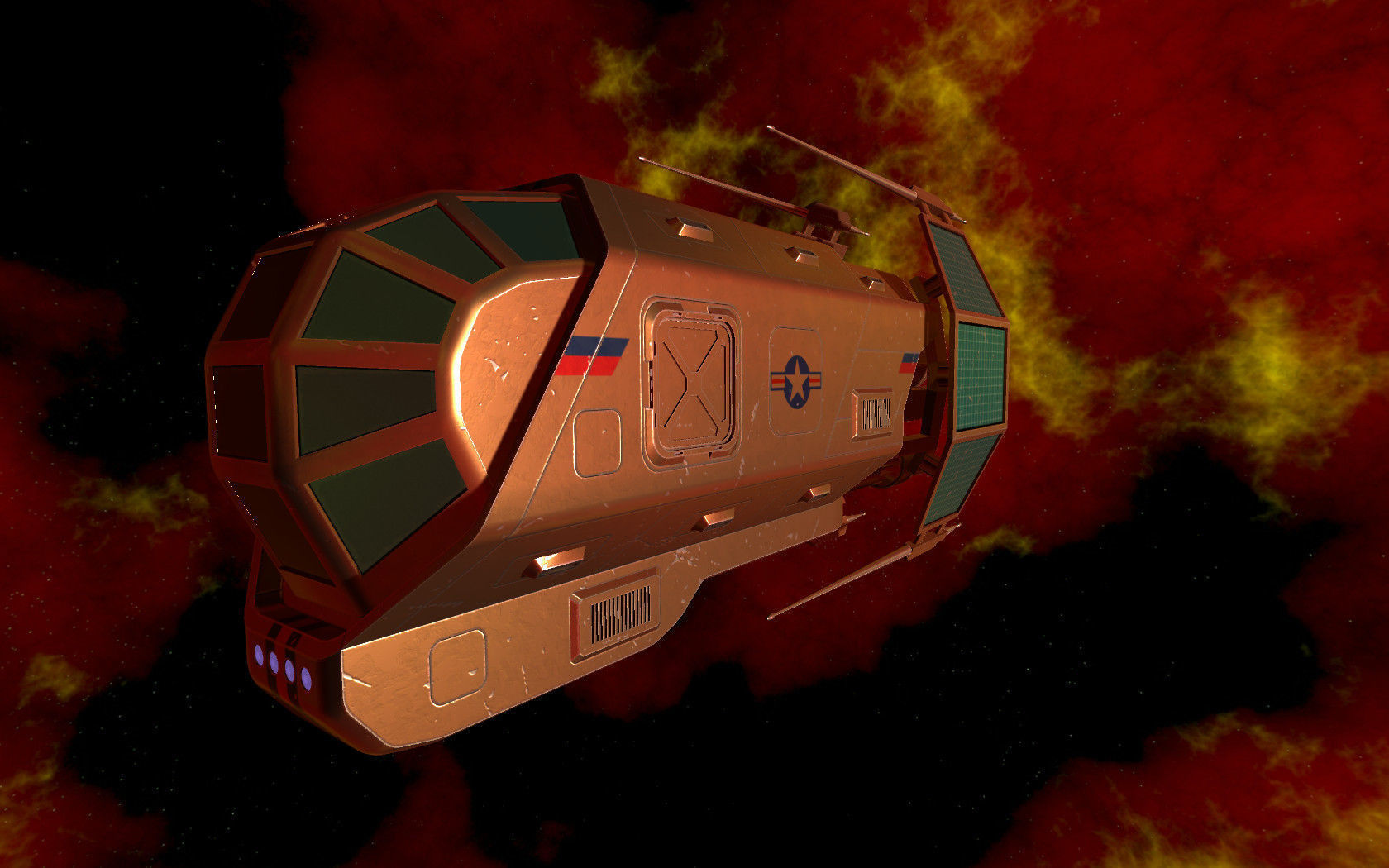 Spaceship Patriot Type 2 Brown Low-poly 3D model_4