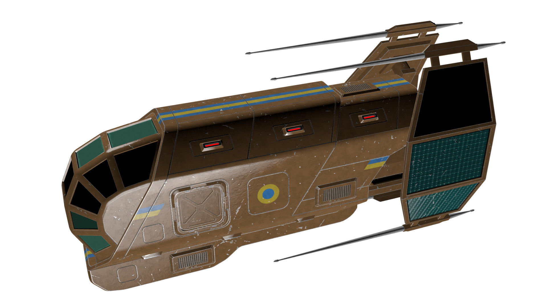 Spaceship Patriot Type 2 Brown Low-poly 3D model_10
