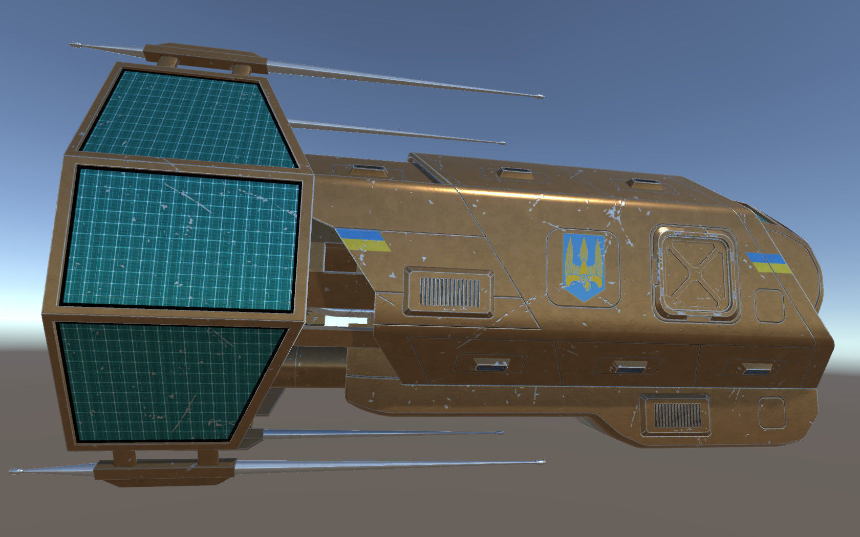 Spaceship Patriot Type 2 Brown Low-poly 3D model_5