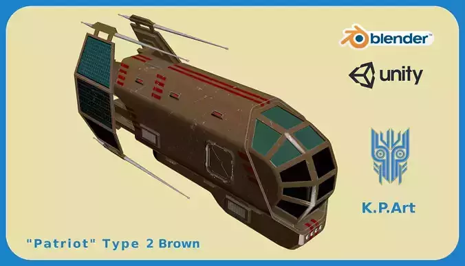 Spaceship Patriot Type 2 Brown Low-poly 3D model