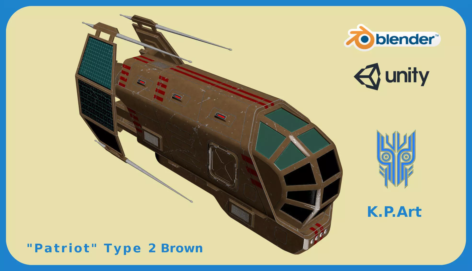 Spaceship Patriot Type 2 Brown Low-poly 3D model_0