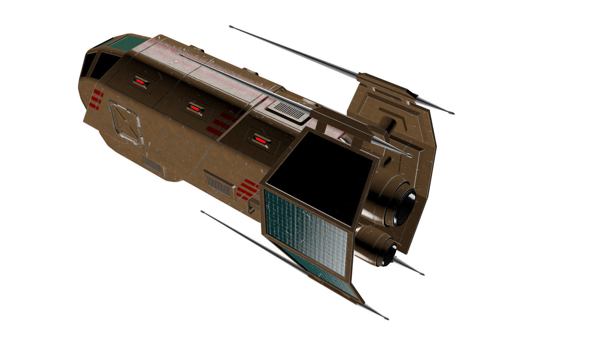 Spaceship Patriot Type 2 Brown Low-poly 3D model_18