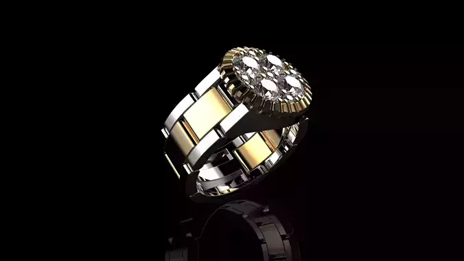 Diamond Mens Rings White And Yellow Gold