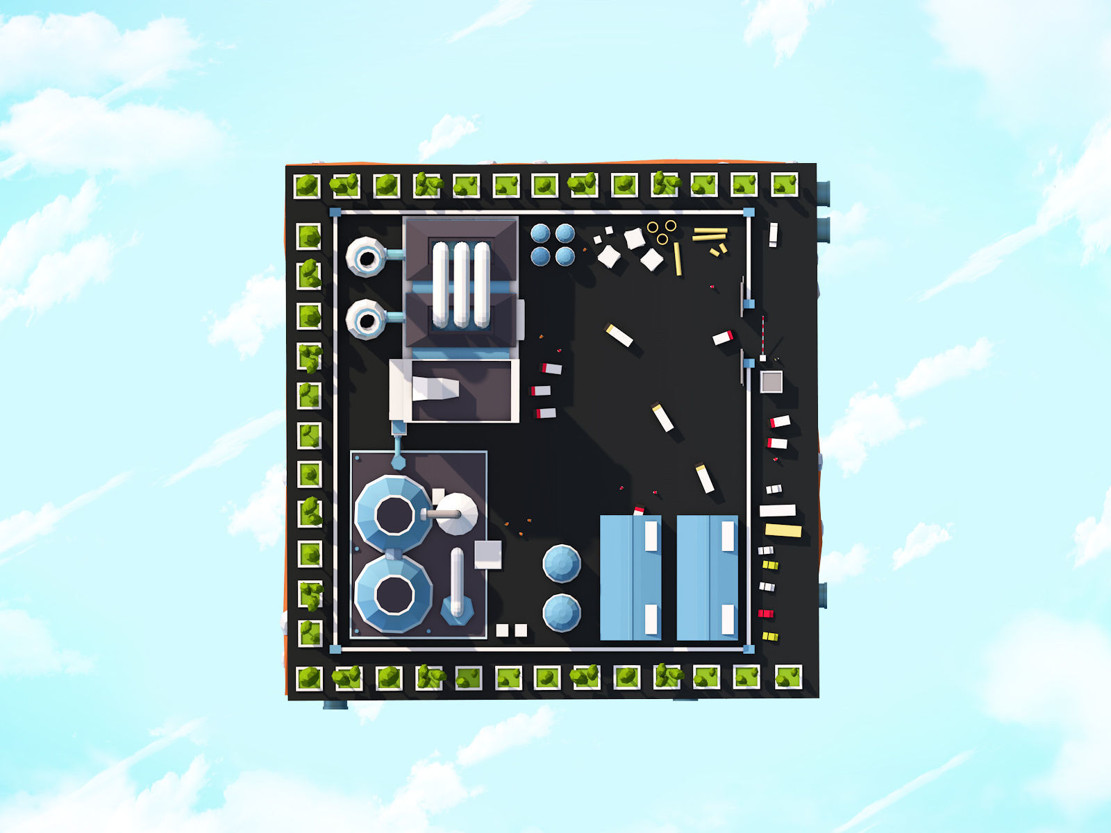 Cartoon Low Poly City Factory Low-poly 3D model_2