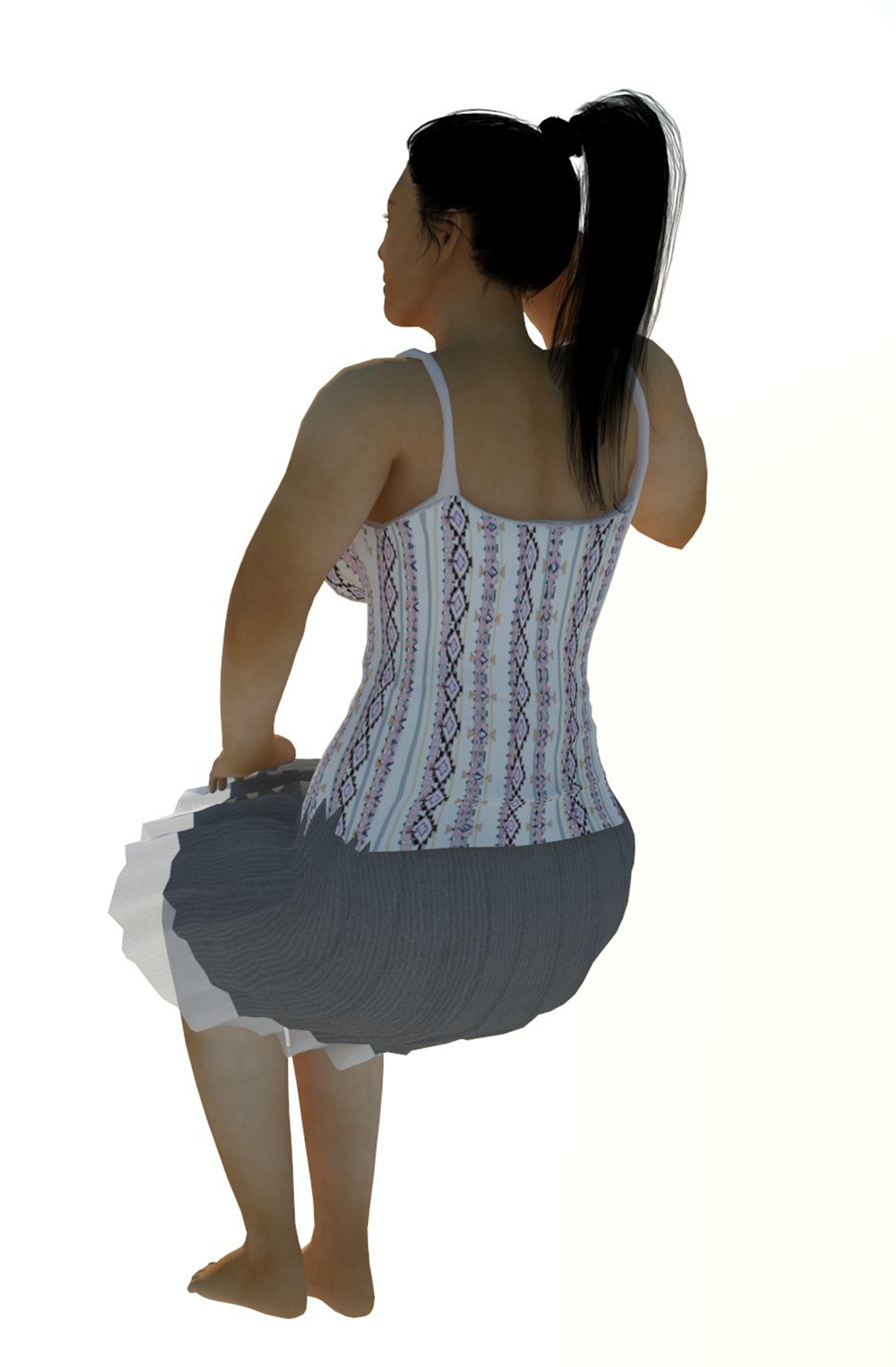 indian girl sitting model 3D model_1