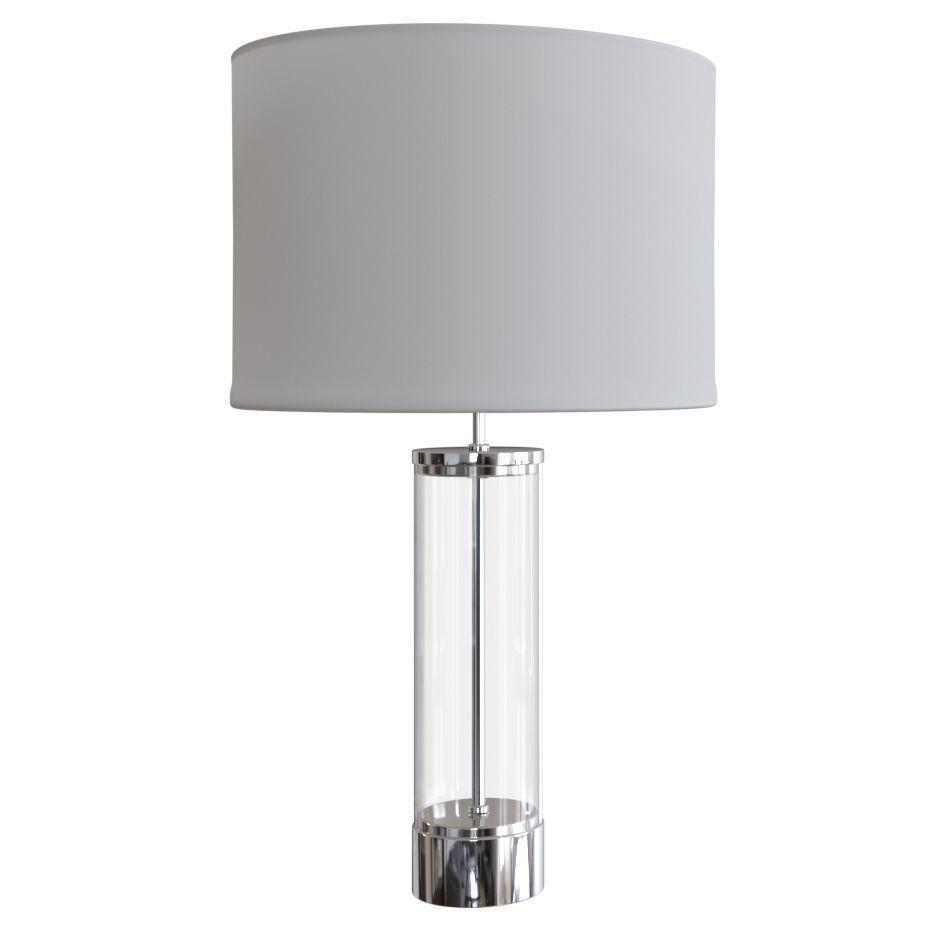 West Elm Acrylic Column nickel and brass finish Table lamp 3D model_1