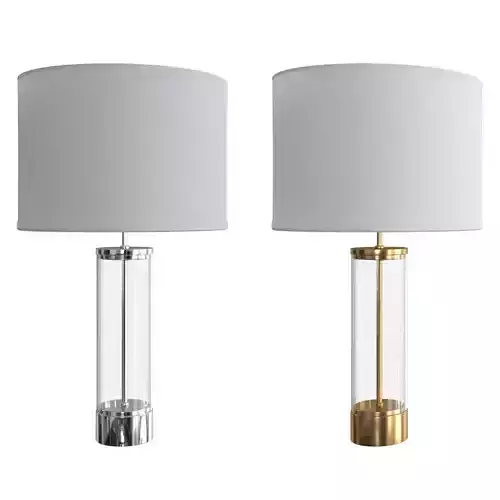 West Elm Acrylic Column nickel and brass finish Table lamp 
