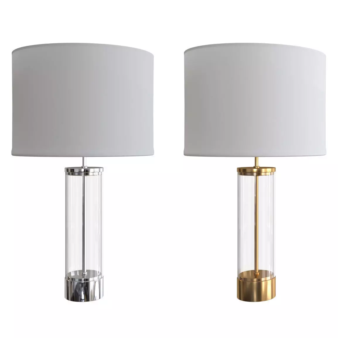 West Elm Acrylic Column nickel and brass finish Table lamp 3D model_0