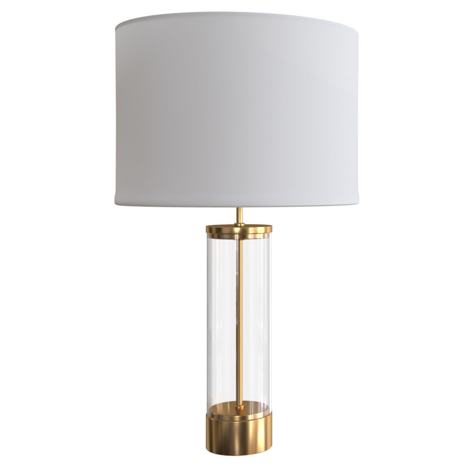 West Elm Acrylic Column nickel and brass finish Table lamp 3D model_2
