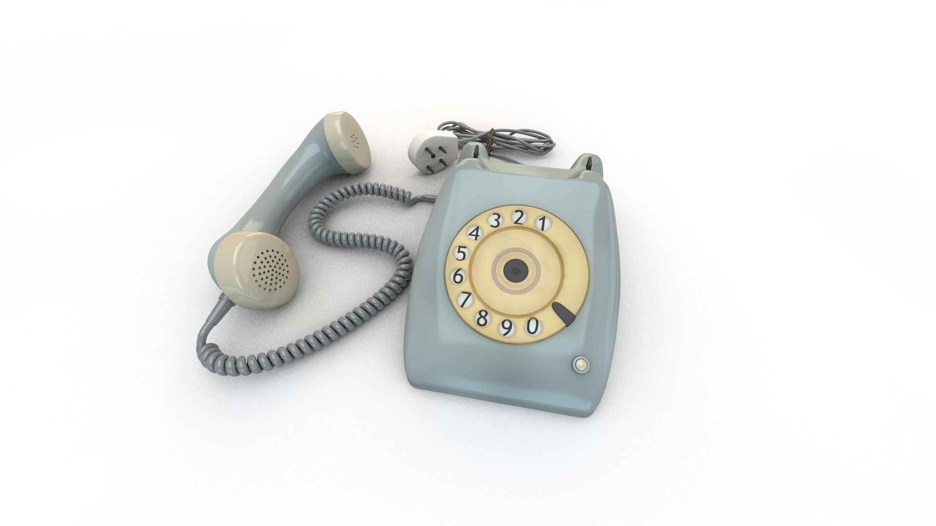 Old Rotary Dial Phone 3D model_1