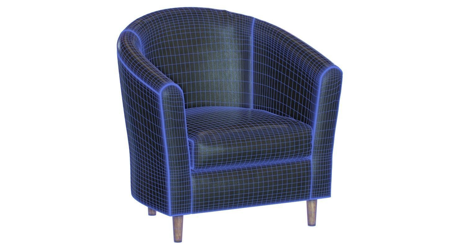 Tub Armchair Leather 3D model_10