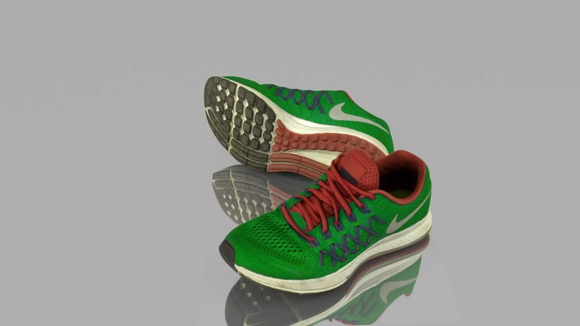 Green sneakers Low-poly 3D model_0