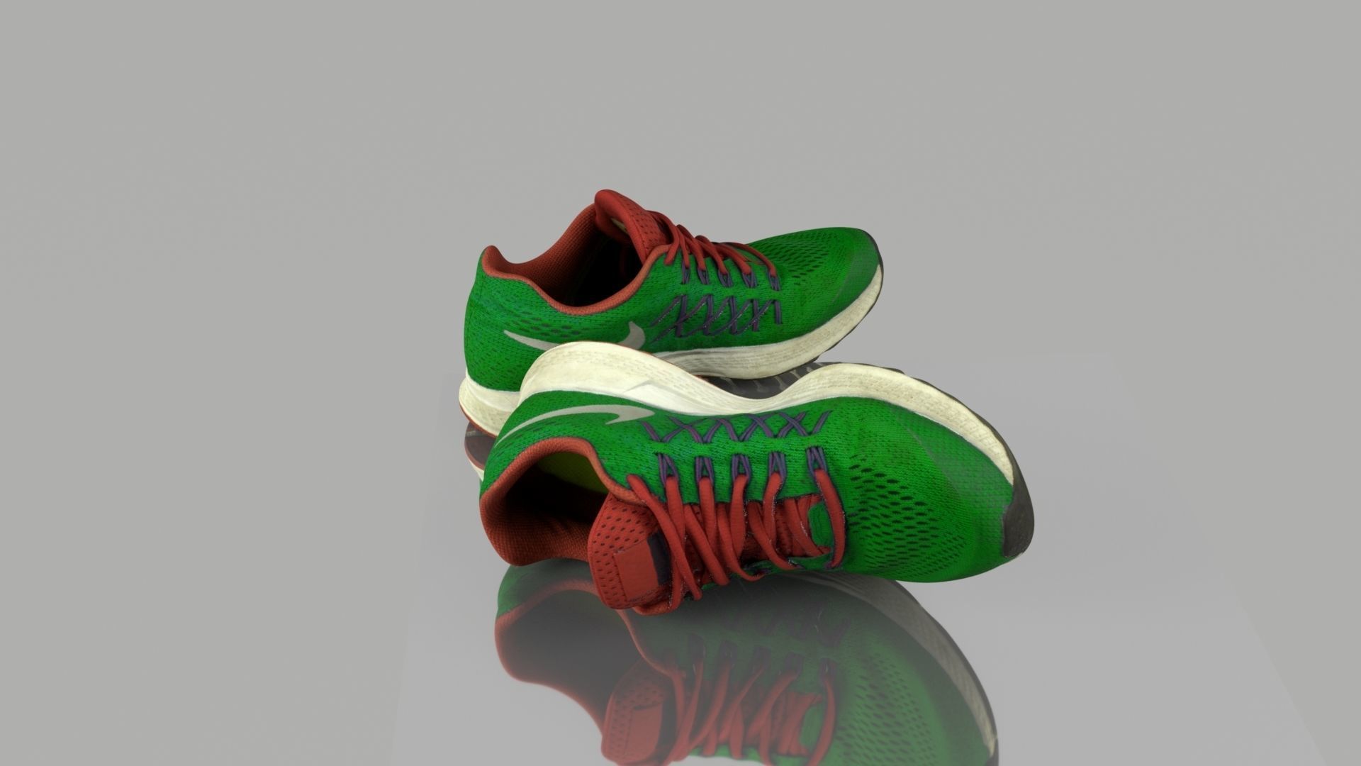 Green sneakers Low-poly 3D model_2