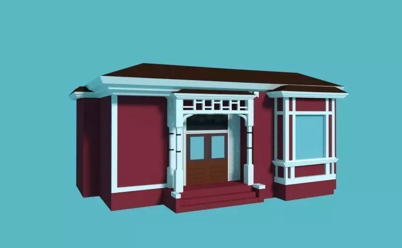 Big Red House Low Poly Low-poly 3D model