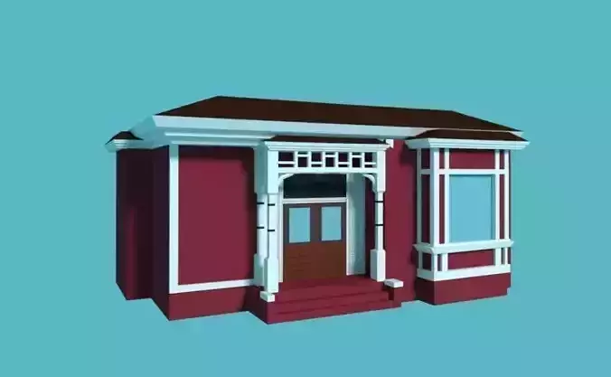 Big Red House Low Poly