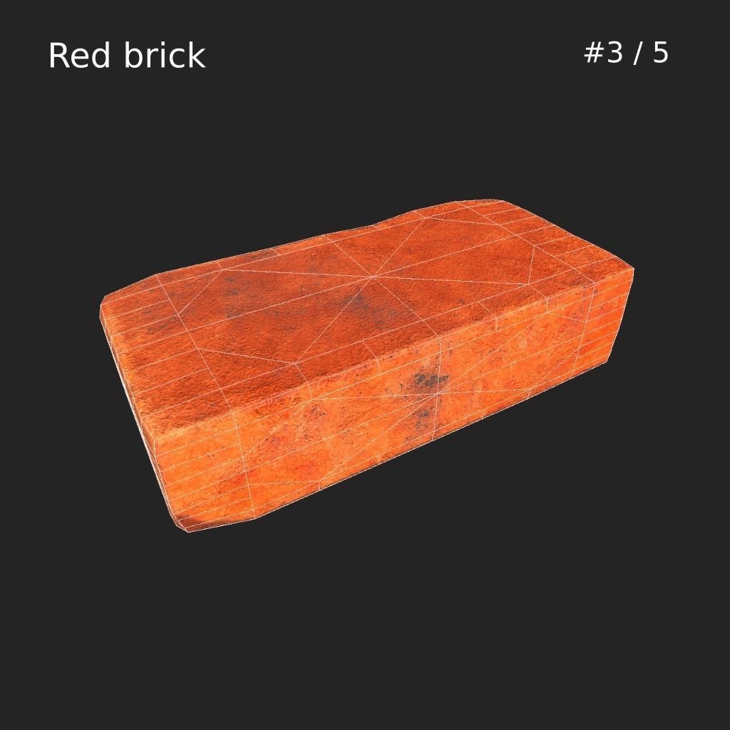 Red brick LOW poly model Low-poly 3D model_5