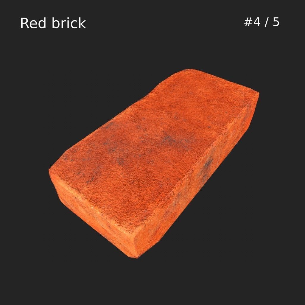 Red brick LOW poly model Low-poly 3D model_6