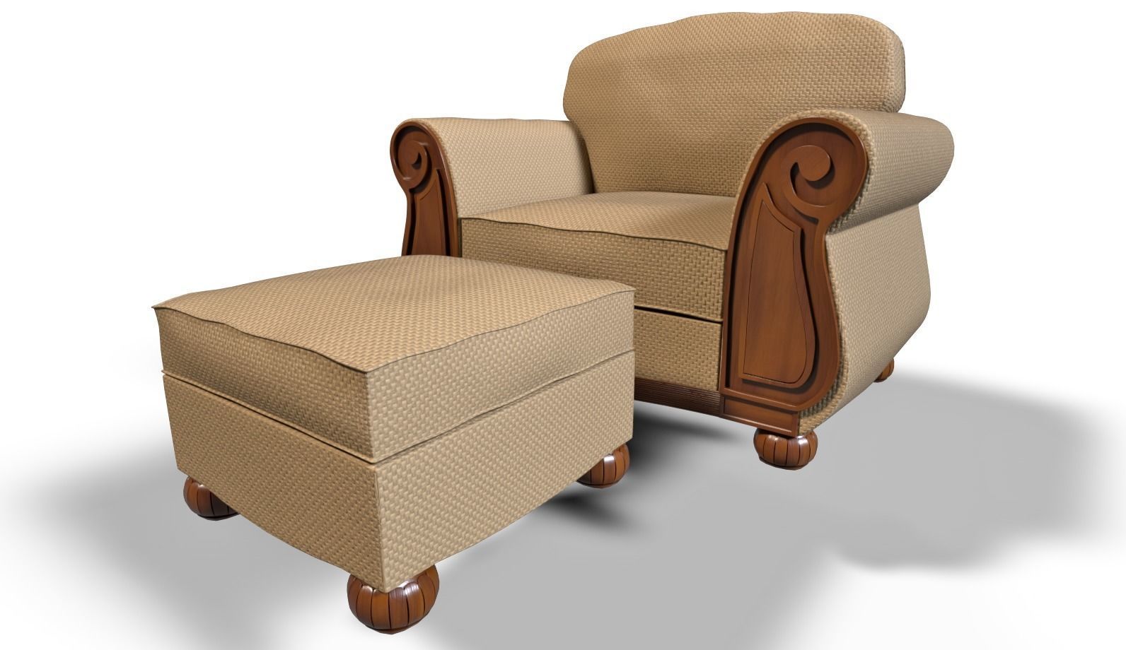 Chair with ottoman v1 3D model_2
