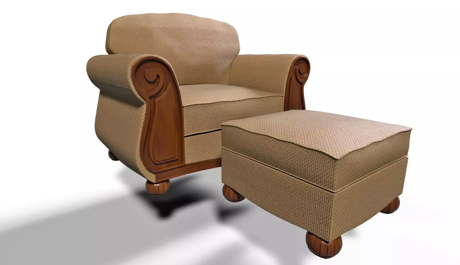 Chair with ottoman v1 3D model_0