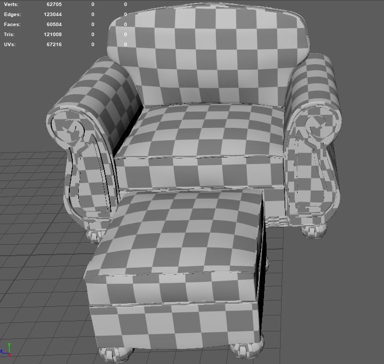Chair with ottoman v1 3D model_4