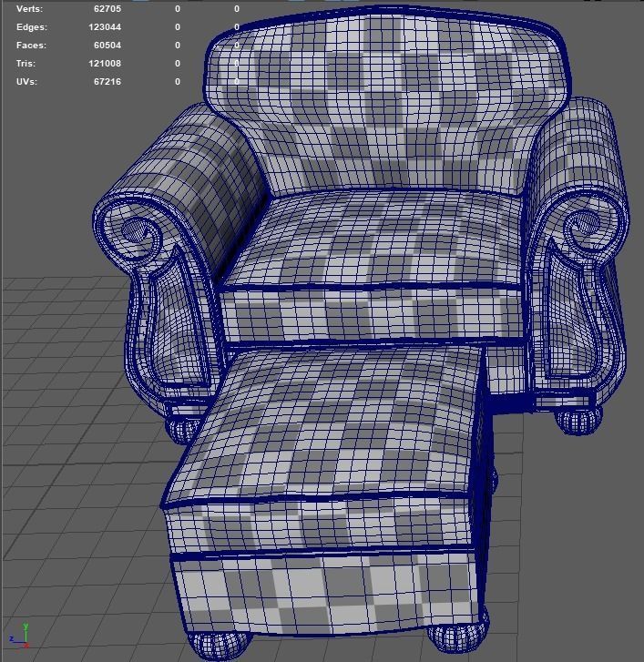 Chair with ottoman v1 3D model_5